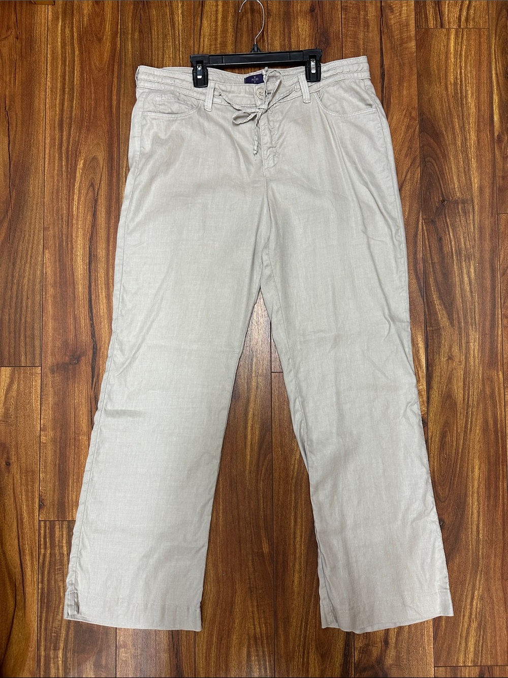 NYDJ linen mix Beige Drawstring wide leg pant size 12